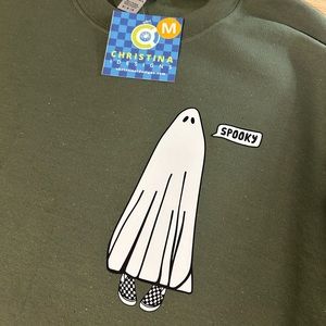 Halloween sweatshirt ghost crewneck spooky season sweatshirt ghost vans crewneck